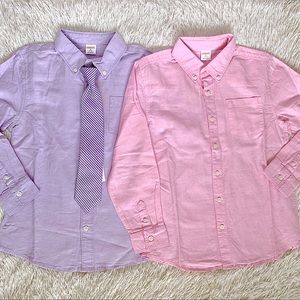 2 Gymboree Button Down Linen Tops w Striped Tie•Size 7/8 NWT